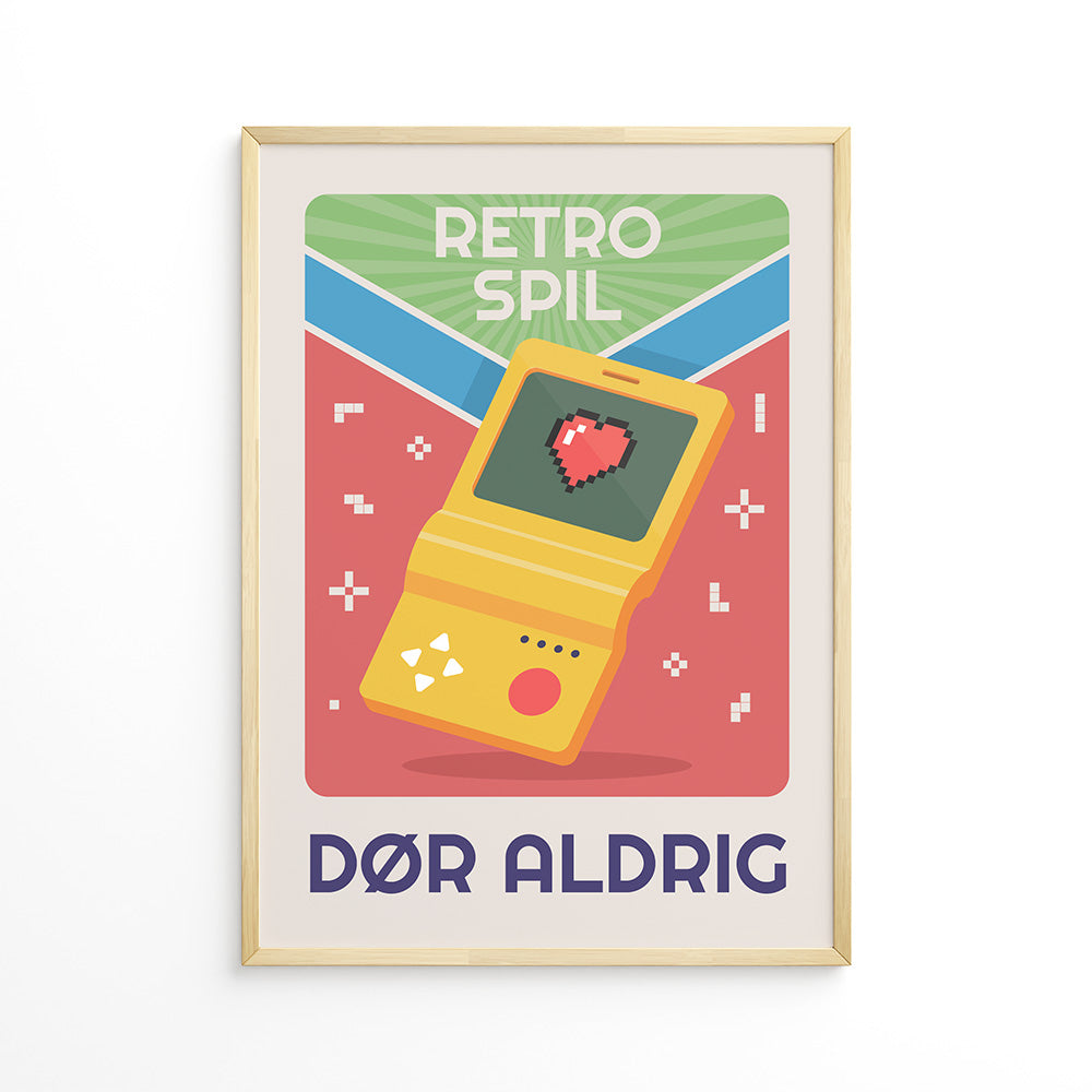 Retro Spil Dør Aldrig Plakat