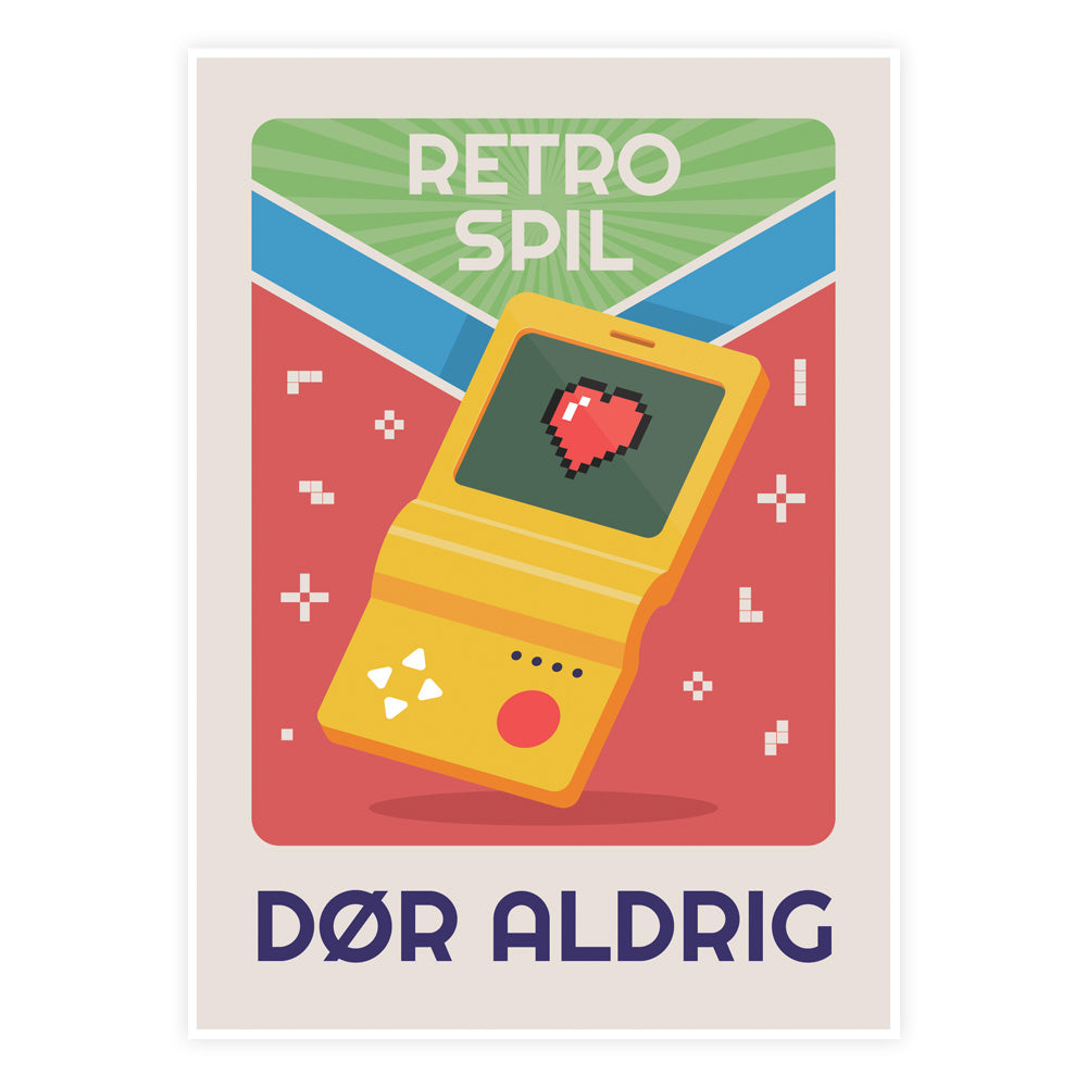 Retro Spil Dør Aldrig Plakat