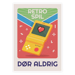 Retro Spil Dør Aldrig Plakat