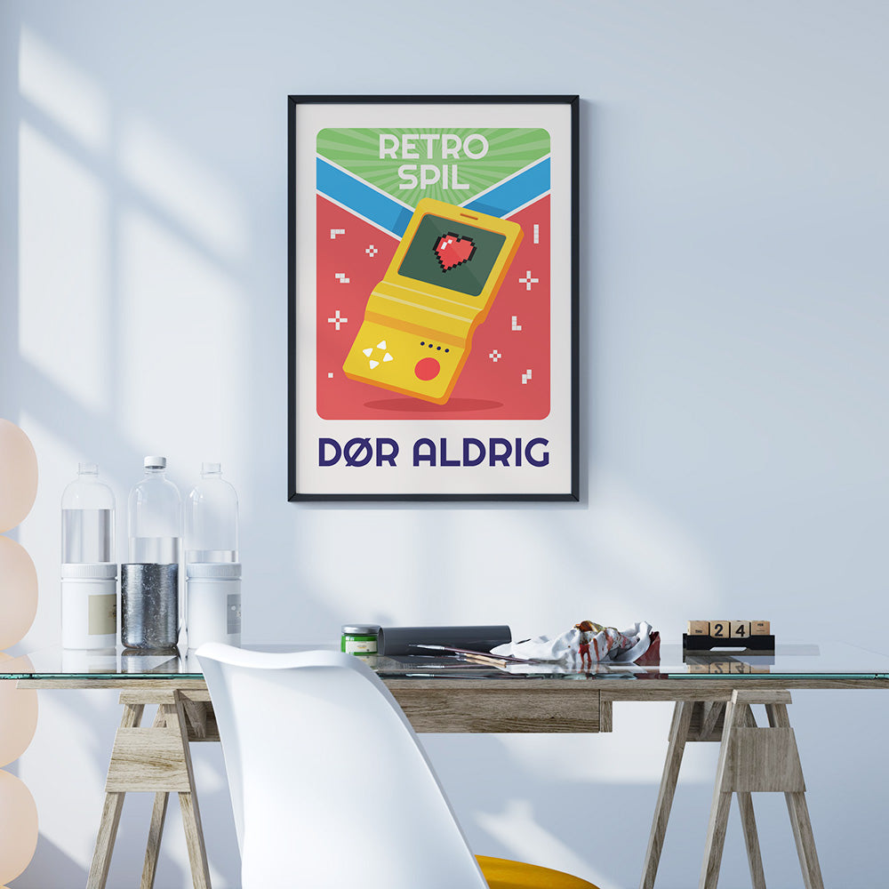 Retro Spil Dør Aldrig Plakat